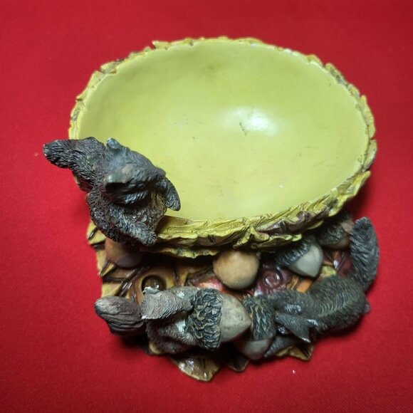 Vintage Nut Bowl Squirrel Figurines Resin Stone Home Decor Bowl Holidays Table D - Picture 3 of 15